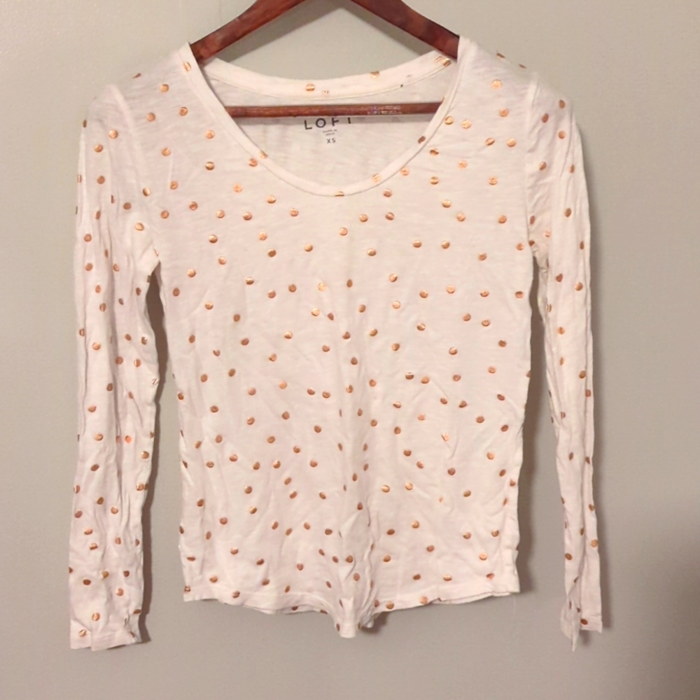 Slub knit white and copper long sleeve